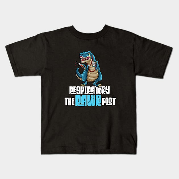 Funny Respiratory Therapist T-Rex Dinosaur Kids T-Shirt by BDAZ